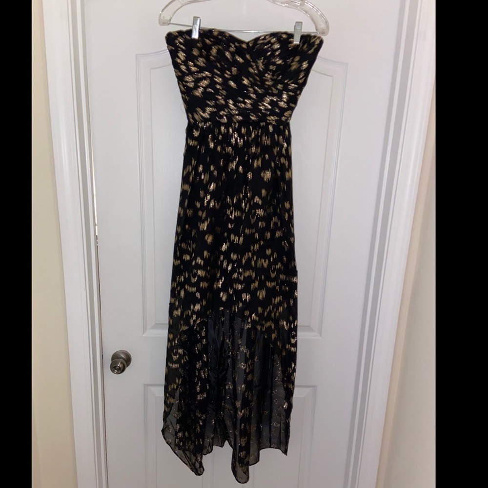 Black and gold high low dress